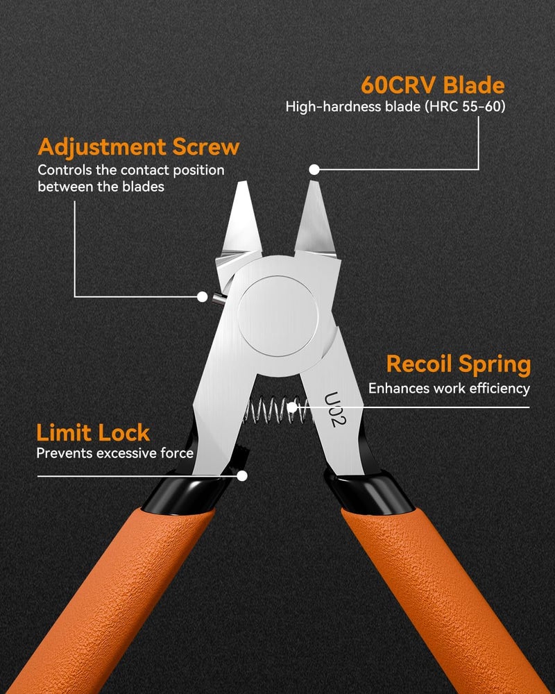 Uleey Model Nippers with Ultra-thin Single Edge, 4.9 inch Sprue Cutter for Beginners, Model Cippers for Plastic Model Building and Fixing (Orange) - Image 5